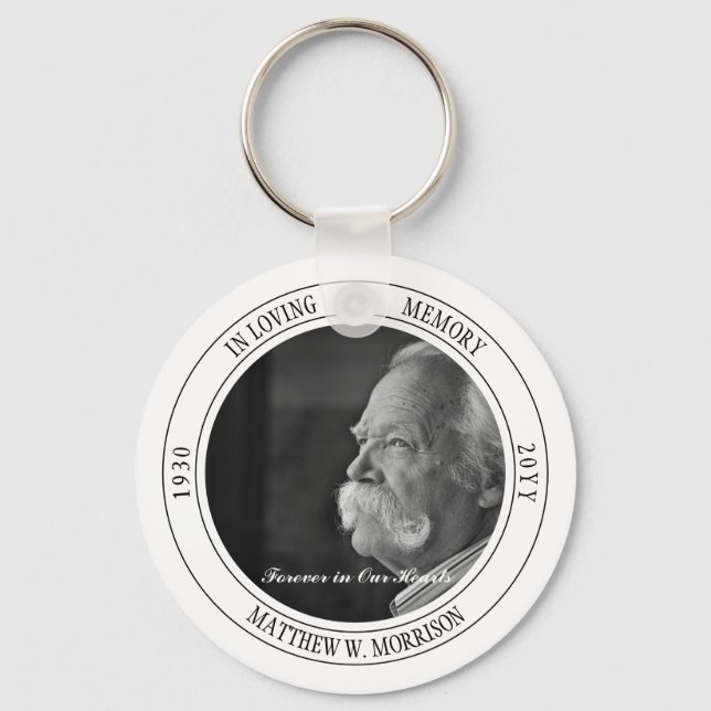 In Loving Memory Photo Memorial | Funeral White Key Ring (Front)