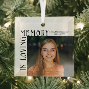 In Loving Memory Photo Memorial Glass Ornament