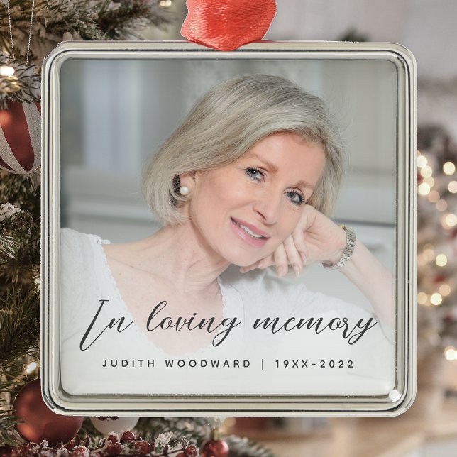 In Loving Memory Photo Memorial Gray Metal Tree Decoration (Creator Uploaded)