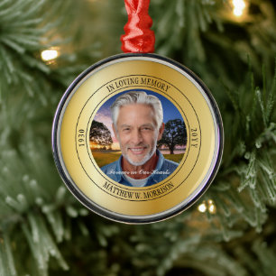 In Loving Memory Photo Memorial Keepsake Metal Tree Decoration