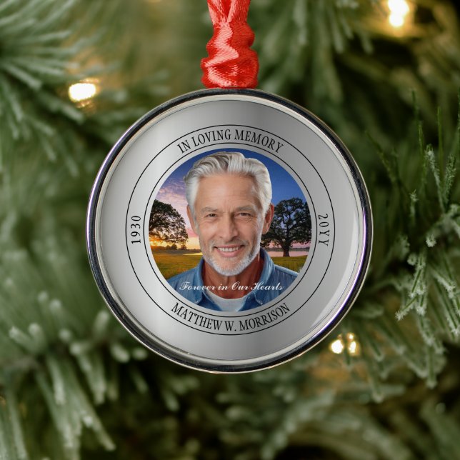 In Loving Memory Photo Memorial Keepsake Metal Tree Decoration (Tree)