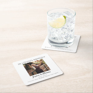 In Loving Memory Photo Memorial Square Paper Coaster