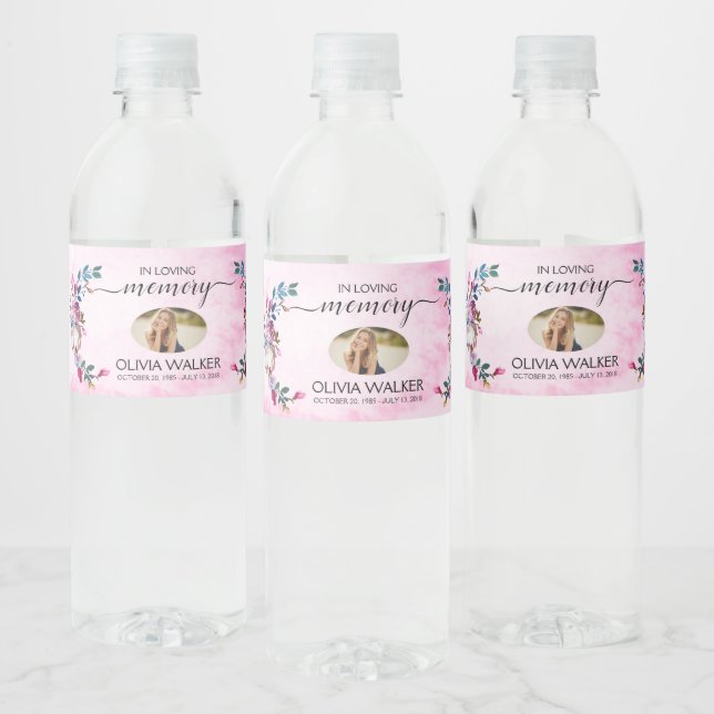 In Loving Memory Photo Memorial  Water Bottle Label (Bottles)