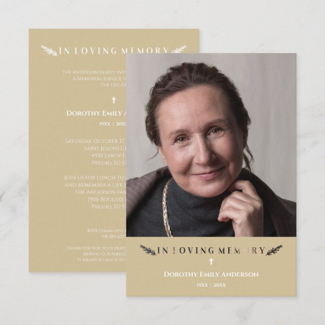 In Loving Memory Photo Minimalist Loved Ones Gold Card (Front/Back)