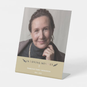 In Loving Memory Photo Minimalist Loved Ones Gold Pedestal Sign