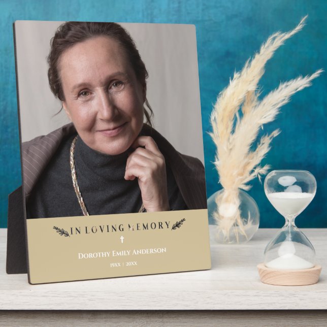 In Loving Memory Photo Minimalist Loved Ones Gold Plaque (Side)