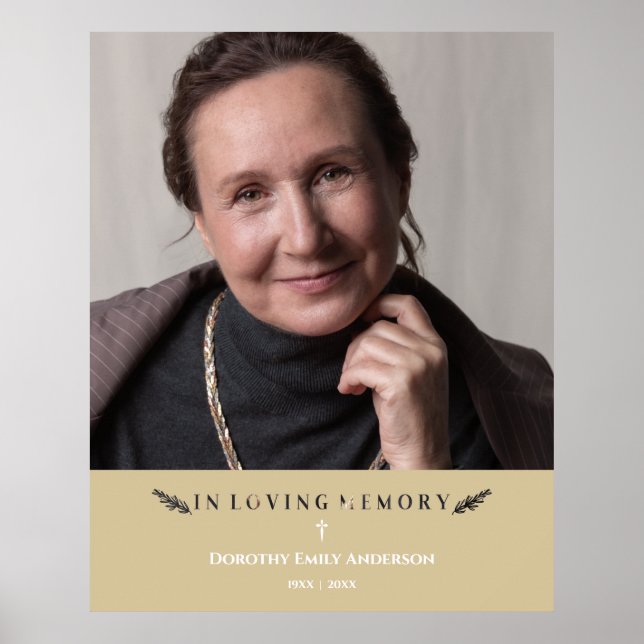 In Loving Memory Photo Minimalist Loved Ones Gold Poster (Front)