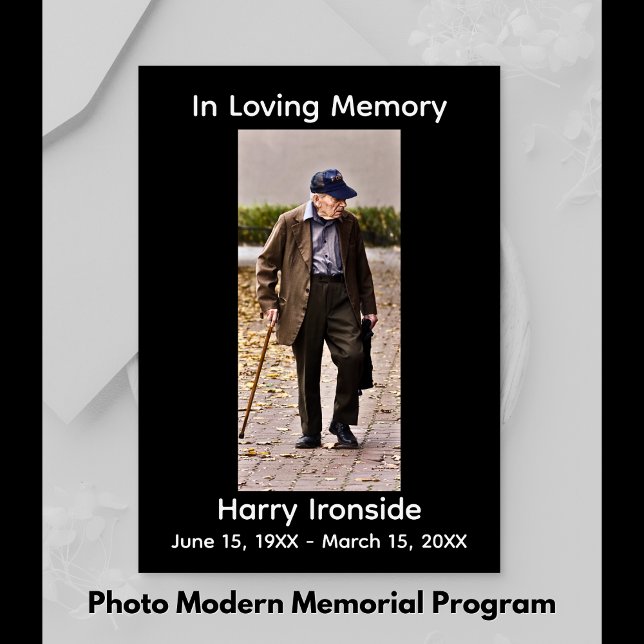 In Loving Memory Photo MODERN Memorial Program Programme (Photo MODERN Memorial Program)