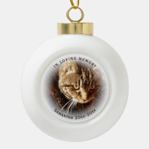 In Loving Memory Photo Name Cat Dog Pet Ceramic Ball Christmas Ornament
