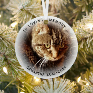 In Loving Memory Photo Name Cat Dog Pet Round Metal Tree Decoration