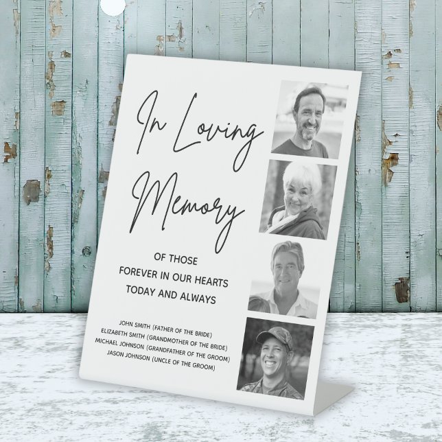 In Loving Memory Photo & Names Wedding Memorial Pedestal Sign (In Loving Memory Photo & Names Wedding Memorial Pedestal Sign
)