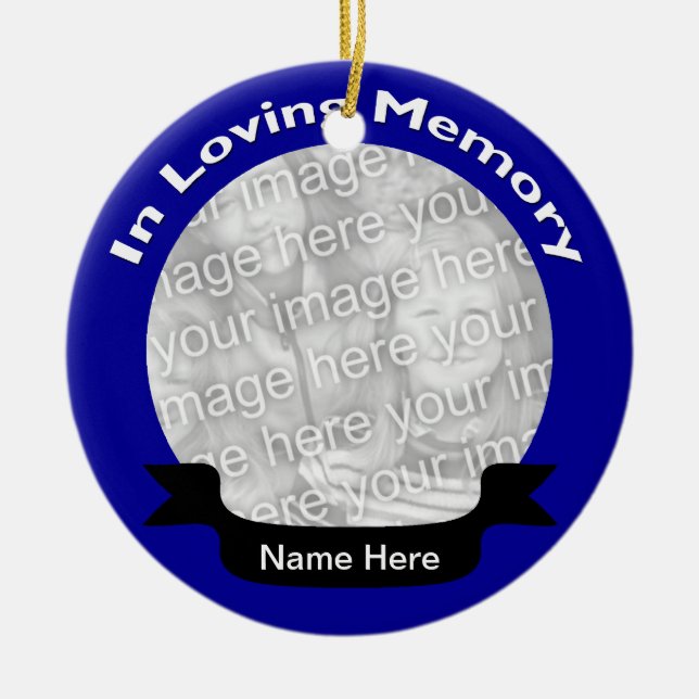 In Loving Memory Photo Ornament - Blue (Front)