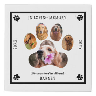 In Loving Memory Photo Pet Memorial - Black  White Faux Canvas Print