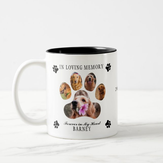 In Loving Memory Photo Pet Memorial -  White Black Two-Tone Coffee Mug (Left)