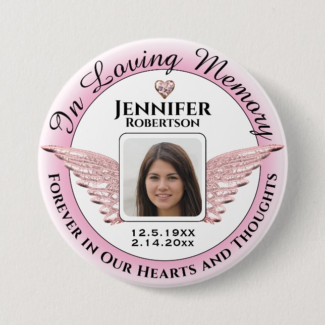In Loving Memory Photo Remembrance 7.5 Cm Round Badge (Front)