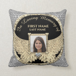 In Loving Memory Photo Silver and Gold Cushion