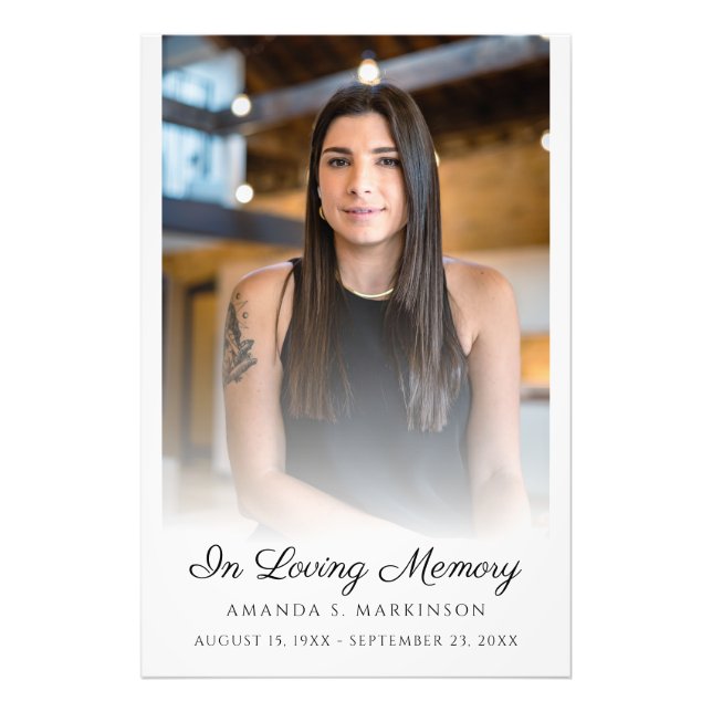 In Loving Memory Photo Simple Funeral Service Print (Front)