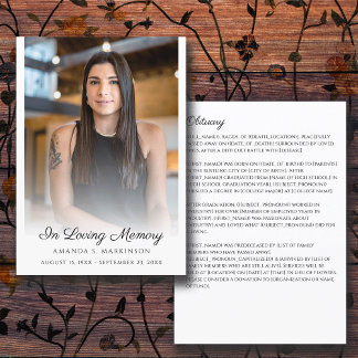 In Loving Memory Photo Simple Obituary Funeral  Programme