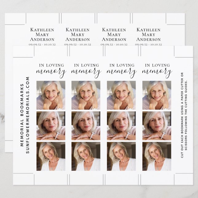 In Loving Memory Photo Strip Memorial Bookmark (Front/Back)