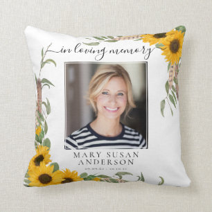 In Loving Memory Photo Sunflower Remembrance Cushion