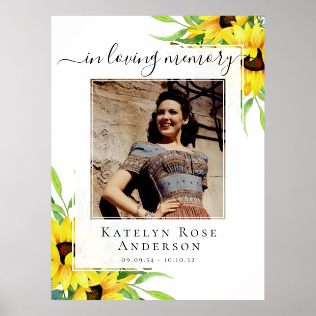 In Loving Memory Photo Sunflower Welcome Sign (Front)