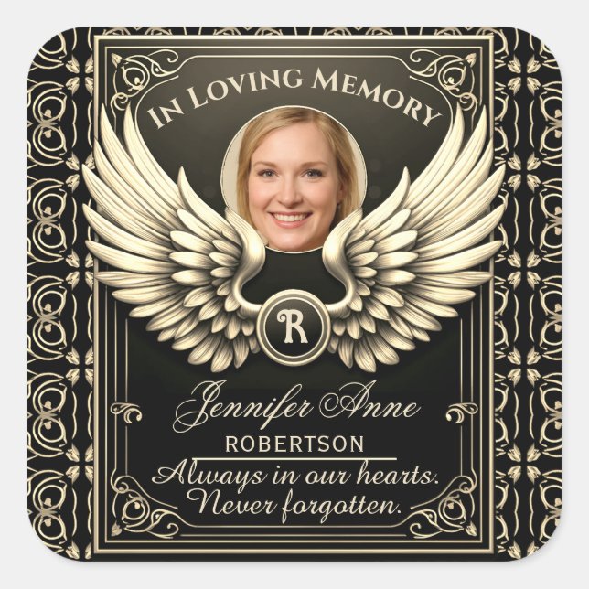 In Loving Memory Photo Template Square Sticker (Front)