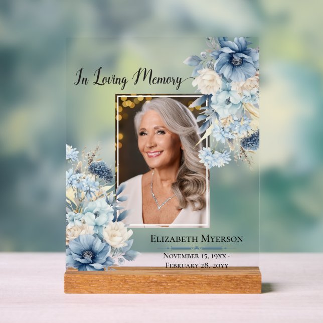 In Loving Memory Photo Tribute Acrylic Sign (Neutral)