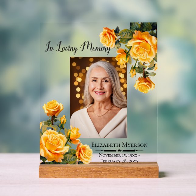 In Loving Memory Photo Tribute Acrylic Sign (Neutral)