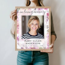 In Loving Memory Photo Vintage Floral Welcome Sign