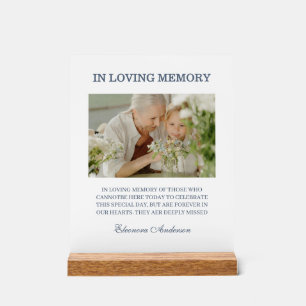 In Loving Memory Photo Wedding Blue Acrylic Sign