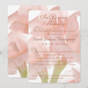 In Loving Memory - Pink Flower Memorial Service Invitation