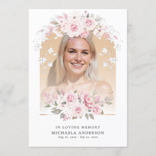 In Loving Memory Pink Watercolor Floral Memorial Programme