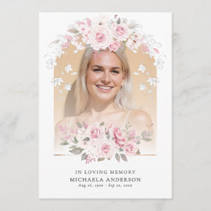 In Loving Memory Pink Watercolor Floral Memorial Programme