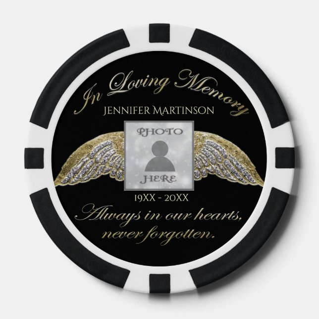 In Loving Memory Pocket Photo Remembrance Poker Chips (Front)