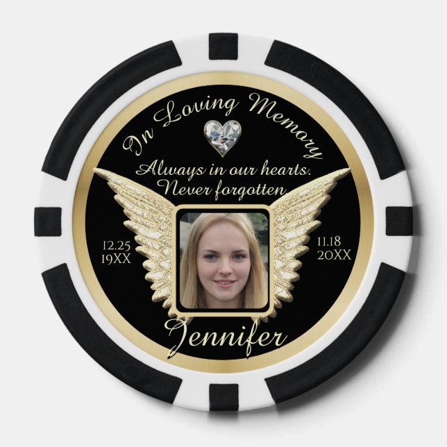 In Loving Memory Pocket Photo Remembrance Poker Chips (Front)