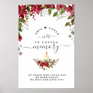 In Loving Memory Poinsettia Candle Memorial Sign