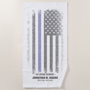 In Loving Memory Police Thin Blue Line Flag Beach  Beach Towel