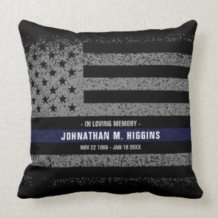 In Loving Memory Police Thin Blue Line Pillow