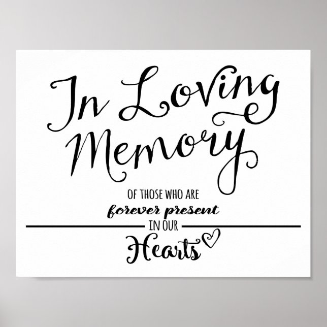 "In loving Memory" print black and white modern (Front)