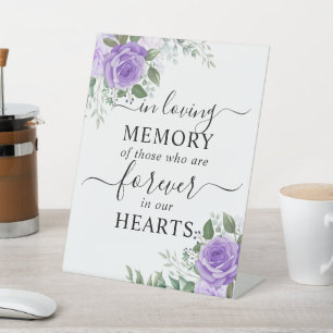 In Loving Memory Purple Floral  Pedestal Sign