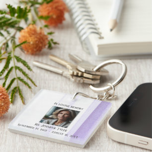 In Loving Memory Purple Funeral Memorial Key Ring