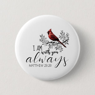 In Loving Memory: Red Cardinal  6 Cm Round Badge