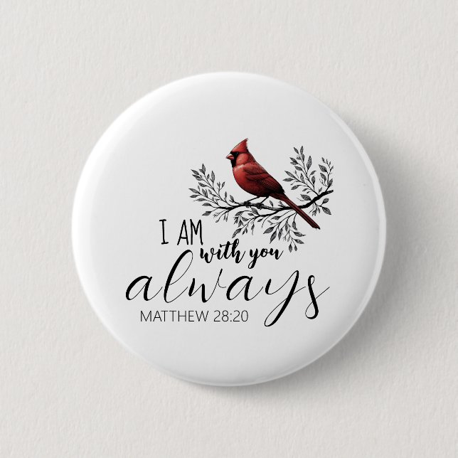 In Loving Memory: Red Cardinal  6 Cm Round Badge (Front)