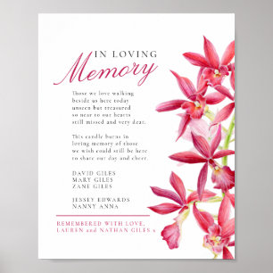 In loving memory red orchid watercolor wedding poster