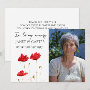 In Loving Memory Red Poppies Floral Funeral Invitation