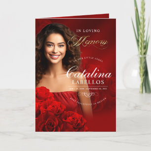 In Loving Memory Red Rose Women's Obituary Program Programme
