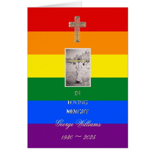 In Loving Memory Religious Golden Cross Photo LGBT (Front)