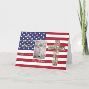 In Loving Memory Religious Golden Cross Photo USA Card