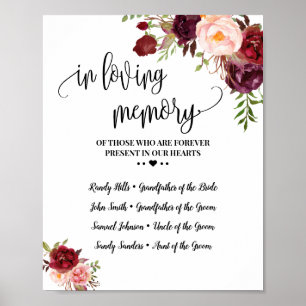 In loving memory remembrance marsala wedding poster