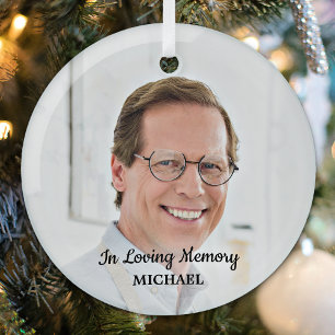 In Loving Memory Remembrance Modern Photo Memorial Glass Tree Decoration